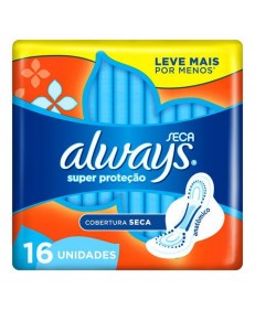 ABSORVENTE ALWAYS SUPER PROTEÇÃO SECA COM ABAS COM 16UN