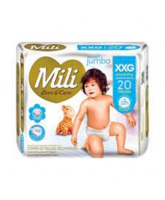 FRALDA MILI LOVE CARE JUMBO XXG 20 UNIDADES