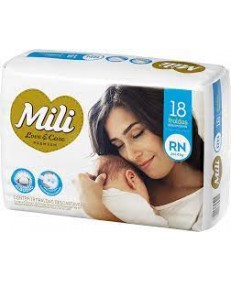 FRALDA MILI LOVE&CARE RN 18 UNIDADES